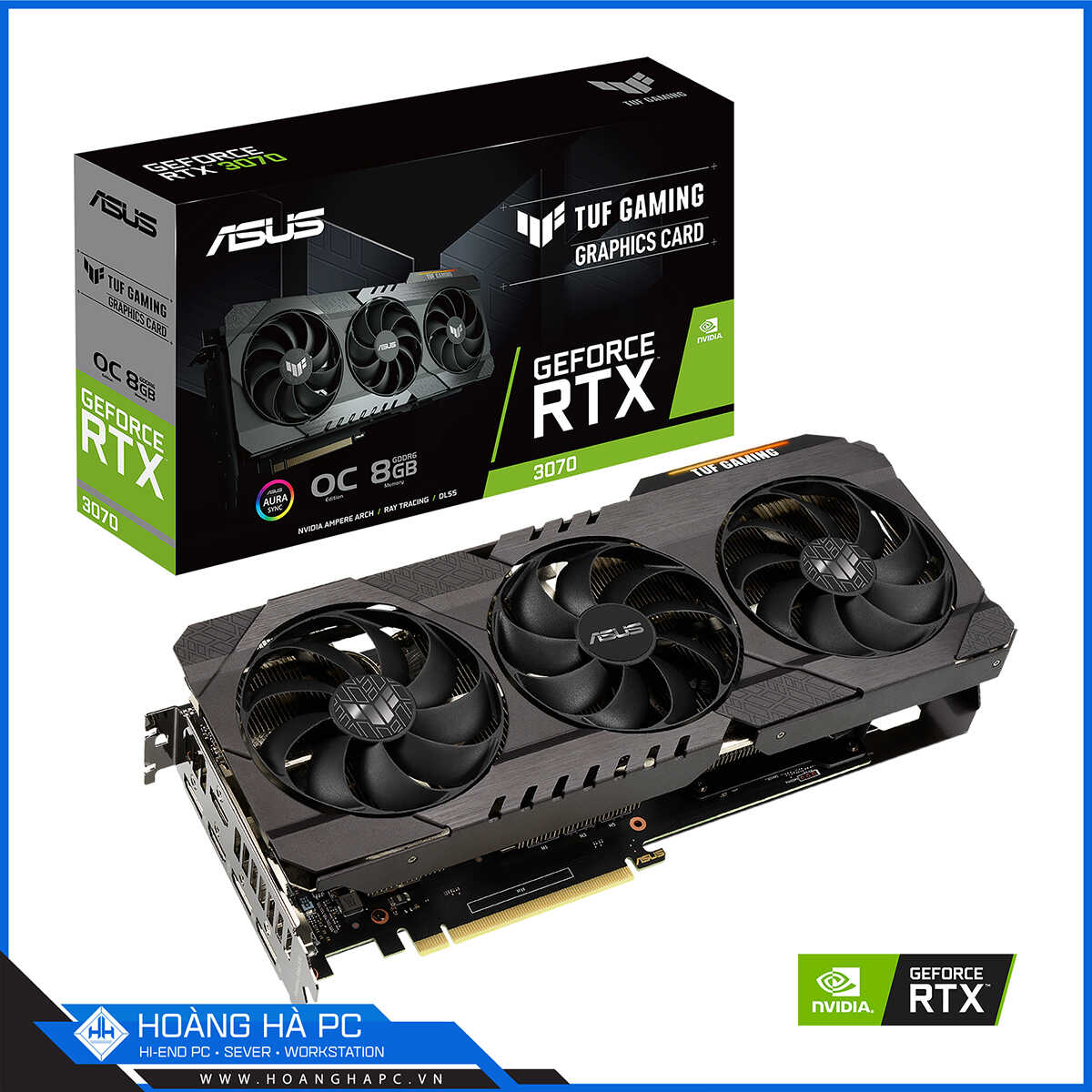 VGA Asus TUF Gaming RTX 3070 OC 8GB 90% (8GB GDDR6, 256-bit, HDMI +DP, 2x8-pin)