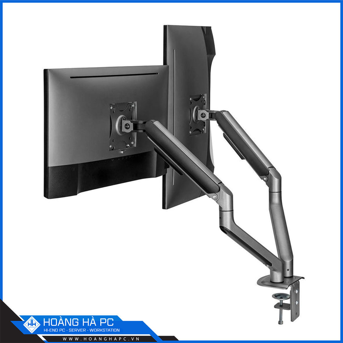 Giá treo màn hình Humanmotion T6 Pro Dual (2 màn hình/ 22 - 32inch/ Xám đen/ Gắn bàn)-3
