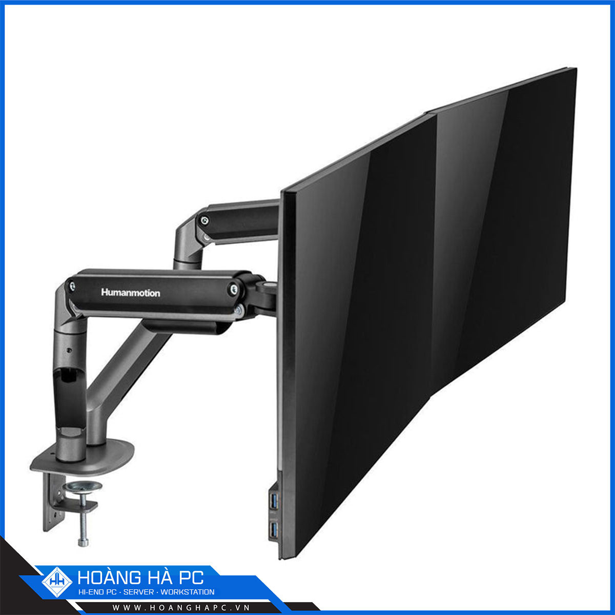 Giá treo màn hình Humanmotion T6 Pro Dual (2 màn hình/ 22 - 32inch/ Xám đen/ Gắn bàn)-4