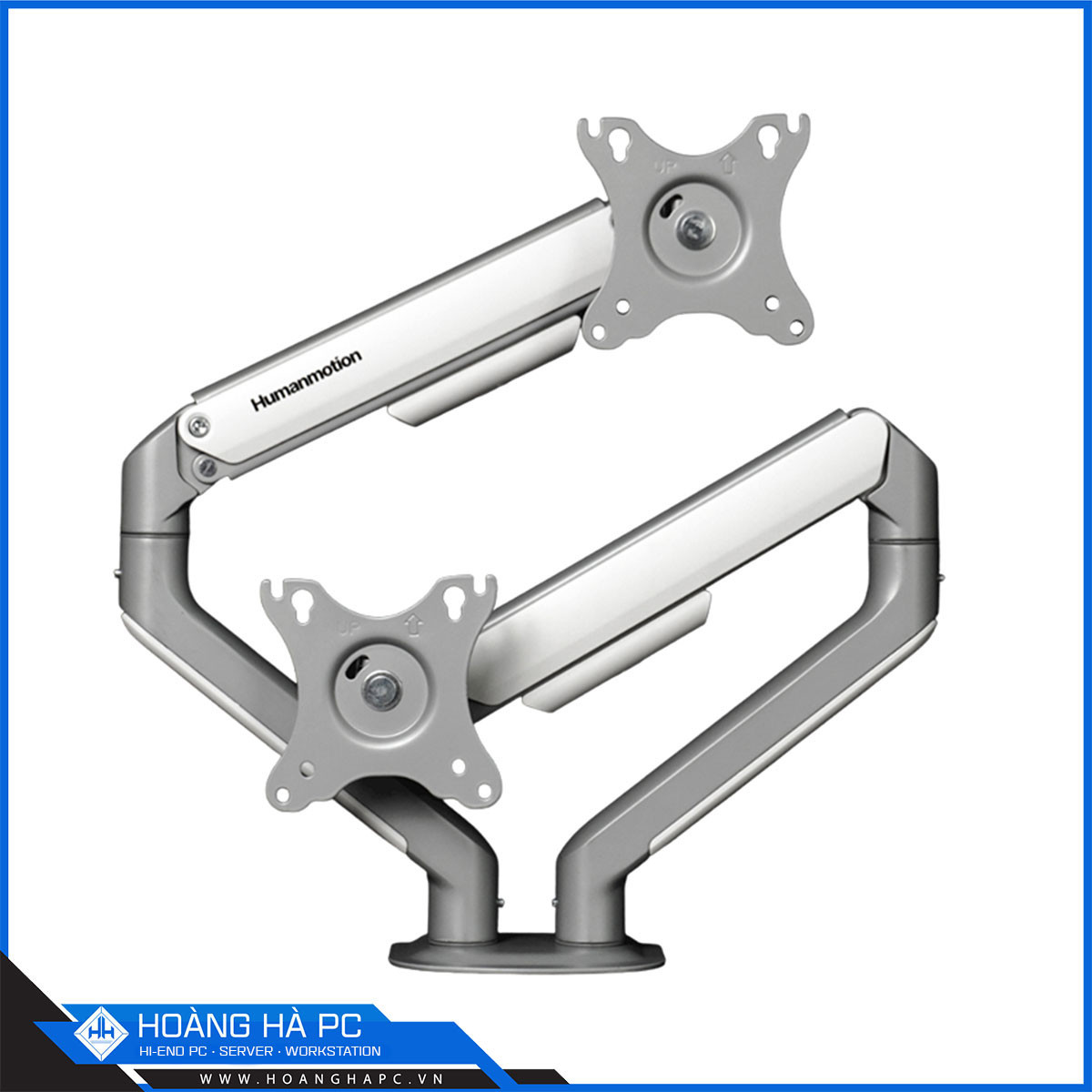 Giá treo màn hình Humanmotion T6 Pro Dual White (2 màn hình/ 22 - 32inch/ Trắng/ Gắn bàn)