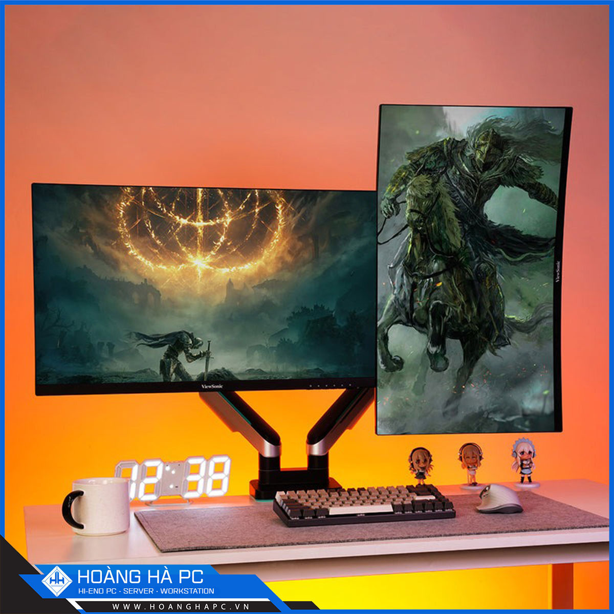 Giá treo màn hình Humanmotion T9 Pro 2 Dual White (2 màn hình/ 22 - 43inch/ Trắng/ Gắn bàn)-7