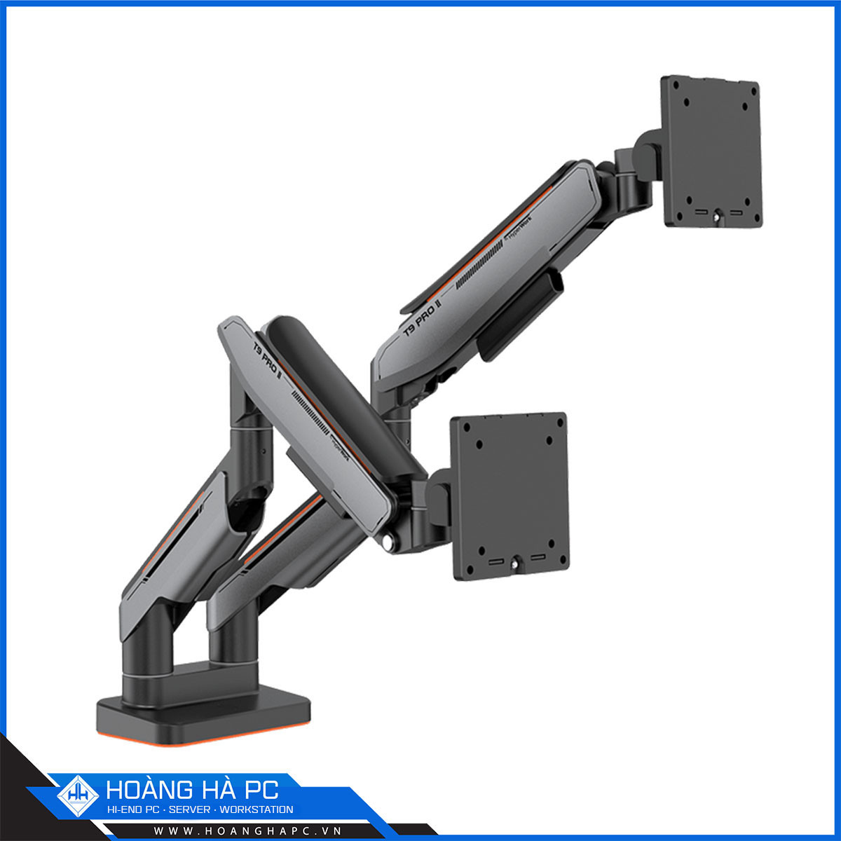 Giá treo màn hình Humanmotion T9 Pro 2 Dual (2 màn hình/ 22 - 43inch/ Xám đen/ Gắn bàn)