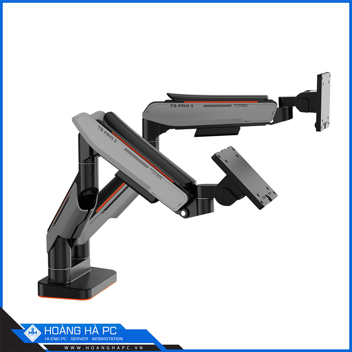 Giá treo màn hình Humanmotion T9 Pro 2 Dual (2 màn hình/ 22 - 43inch/ Xám đen/ Gắn bàn)-2