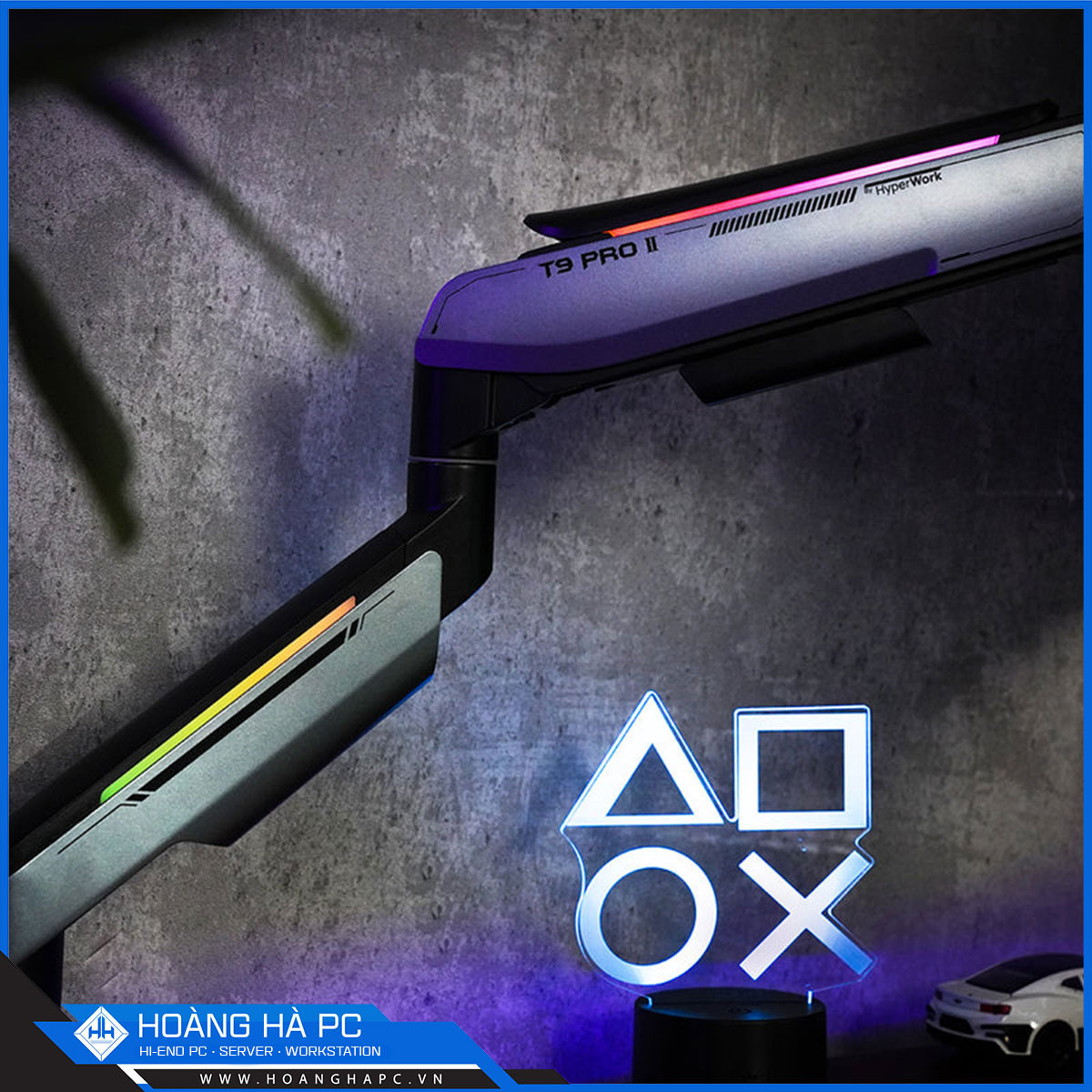 Giá treo màn hình Humanmotion T9 Pro 2 RGB (1 màn hình/ 22 - 43inch/ Xám đen/ Gắn bàn)-8