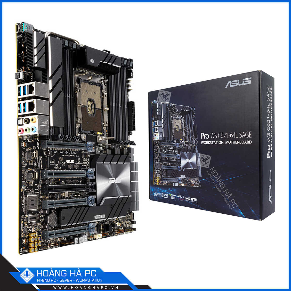 Mainboard ASUS Pro WS C621-64L SAGE (Intel C621, LGA 3647, ATX, 8 Khe Cắm Ram DDR4)