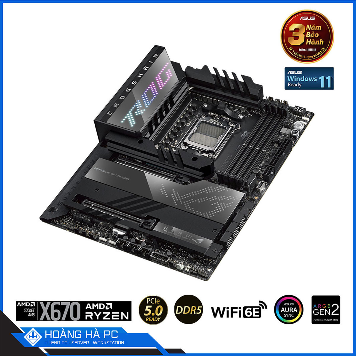 Mainboard ASUS ROG CROSSHAIR X670E HERO (AMD X670, Socket AM5, ATX, 4 Khe Cắm Ram DDR5)-5
