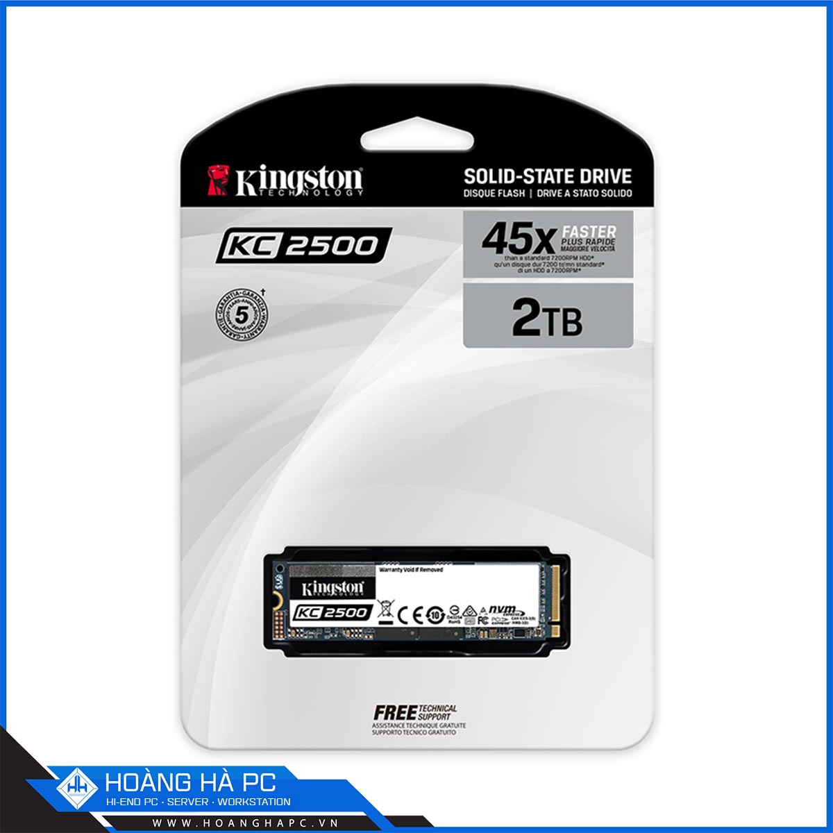 Ổ cứng SSD Kingston KC2500 2TB NVMe M.2 2280 PCIe Gen 3x4 (Đọc 3500MB/s - Ghi 2900MB/s) - (SKC2500M8/2000G)