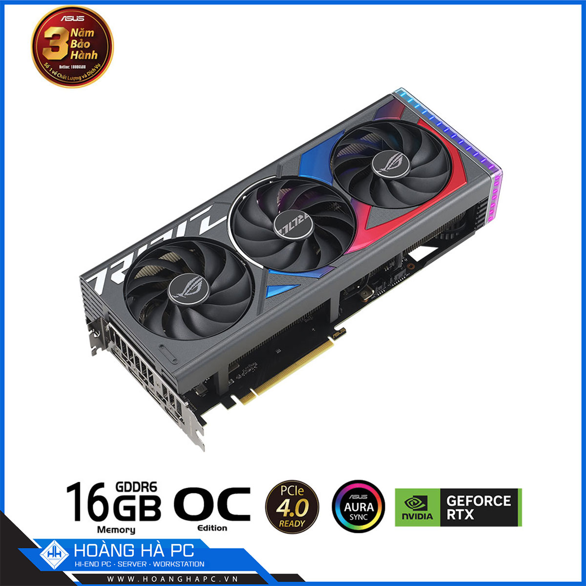 VGA ASUS ROG STRIX RTX 4060 Ti O16G GAMING (16GB GDDR6, 128-bit, HDMI+DP, 1x8-pin)-3