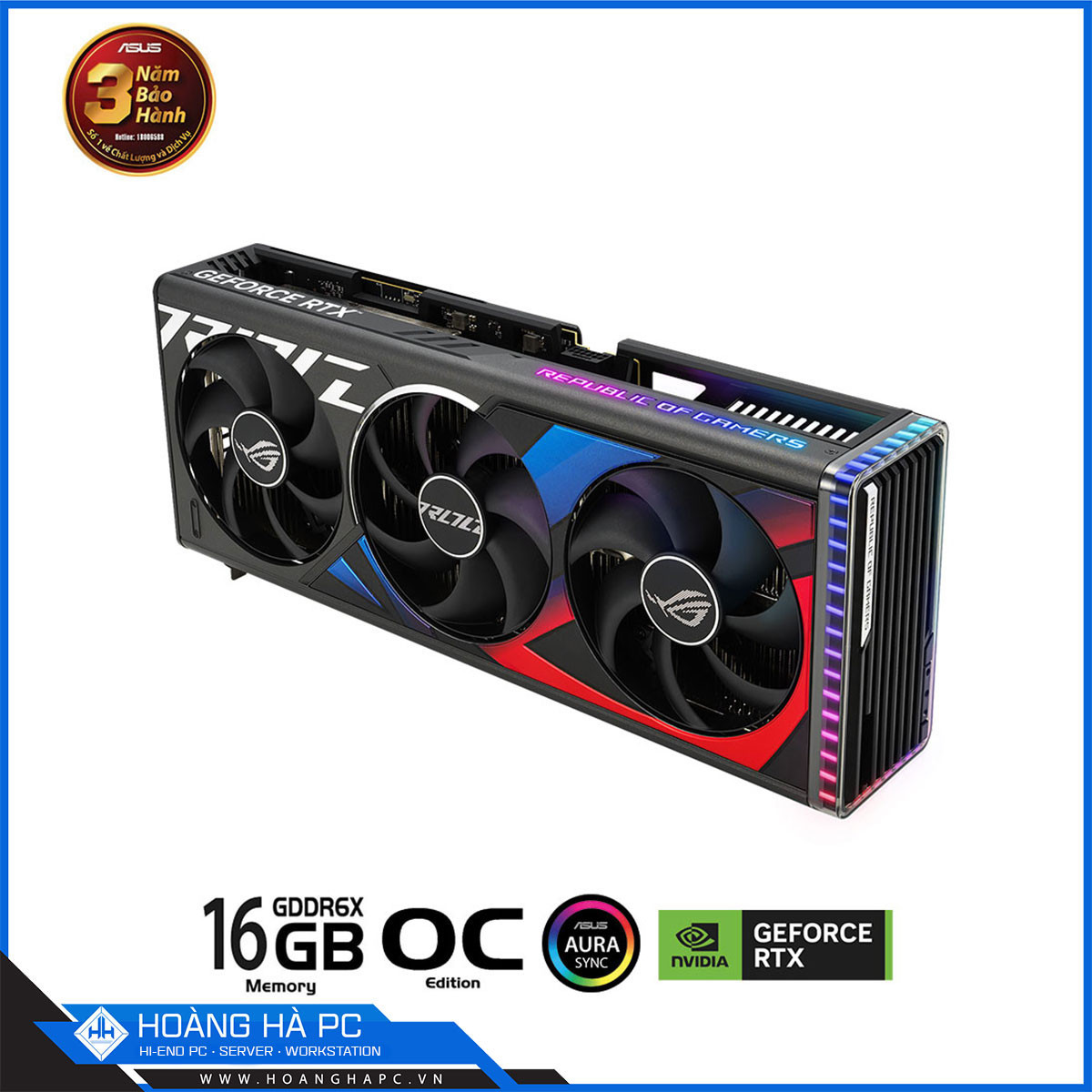 VGA ASUS ROG STRIX RTX 4080 SUPER 16GB GDDR6X OC (256-bit, HDMI + DP, 1 x 16-pin)-3