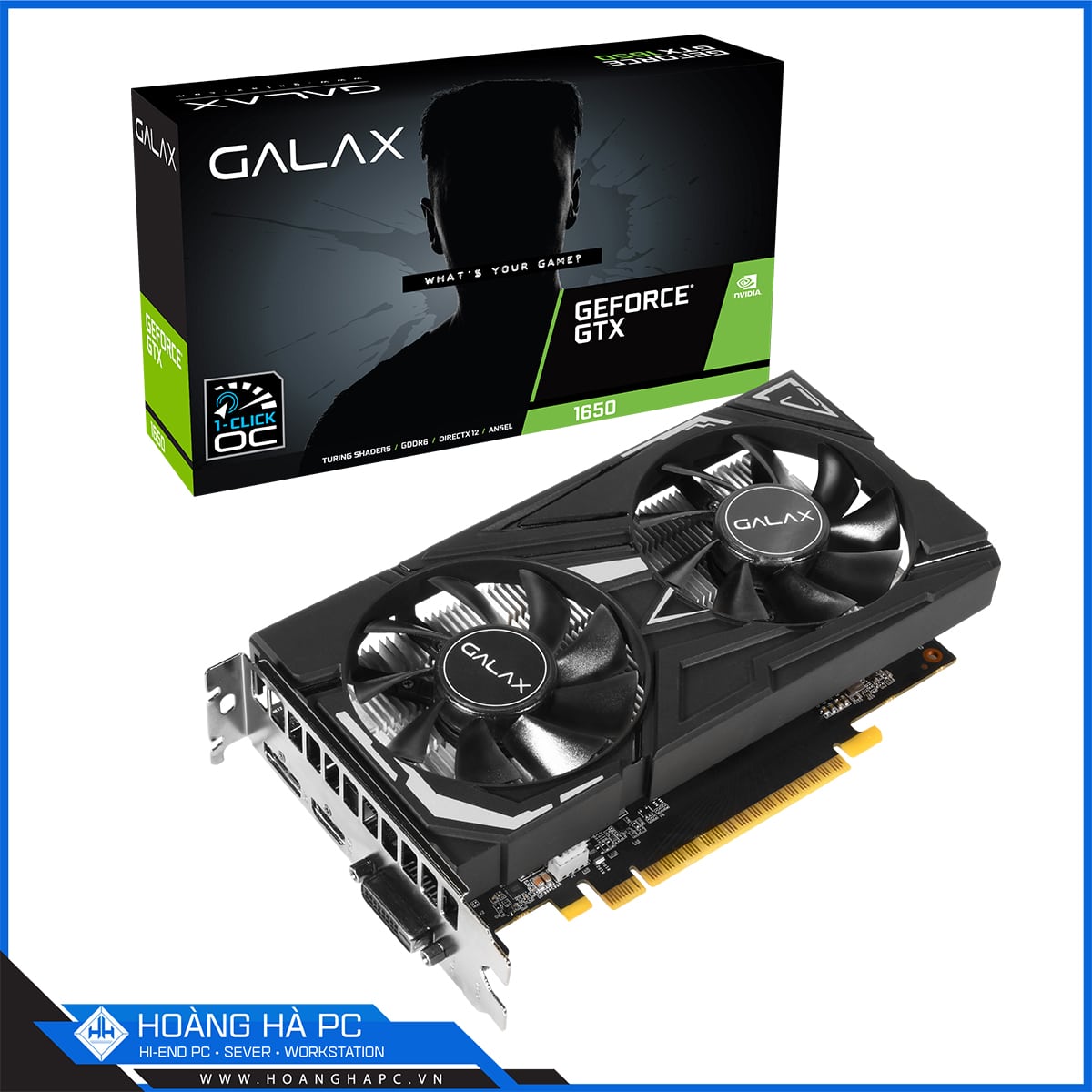 VGA GALAX GTX 1650 (1-Click OC) EX BLACK 4GB (4GB GDDR6, 128-bit, HDMI +DP + DVI-D)