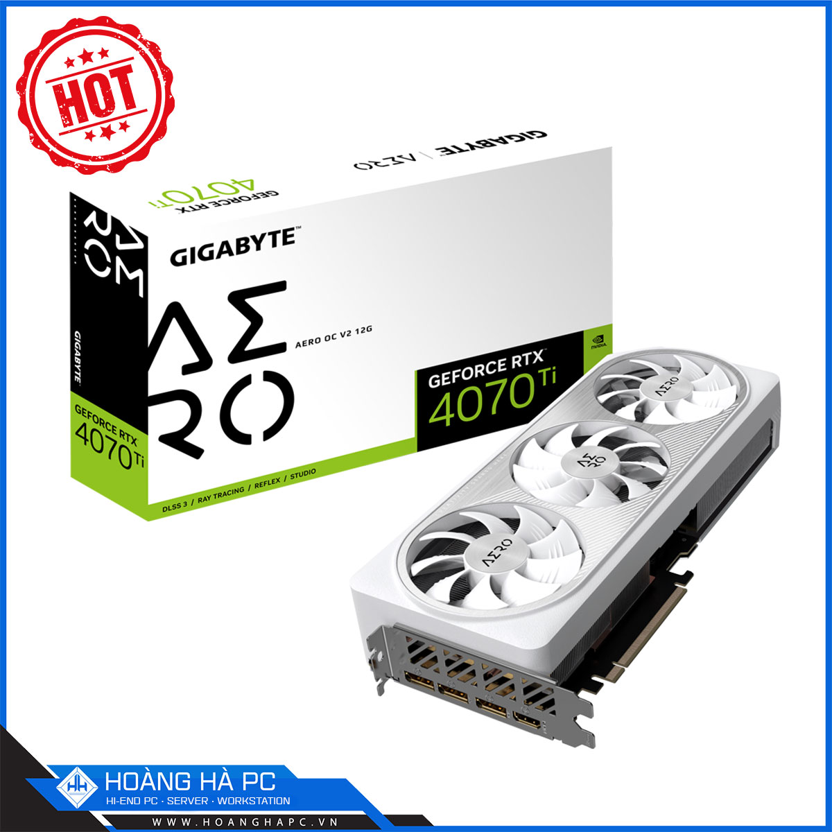 VGA GIGABYTE RTX 4070 Ti AERO OC V2 (12G GDDR6X,192 bit, HDMI +DP,1 x 16-pin)