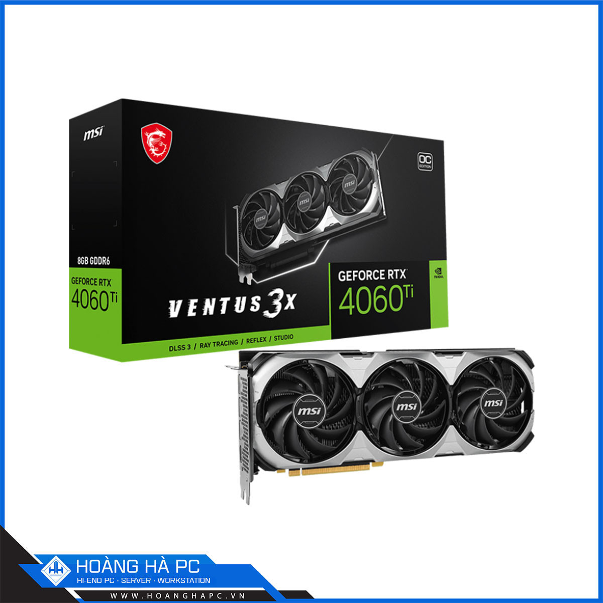 VGA MSI RTX­­ 4060 Ti VENTUS 3X 8G OC (GDDR6, 128-bit, HDMI+DP, 1x8-pin)