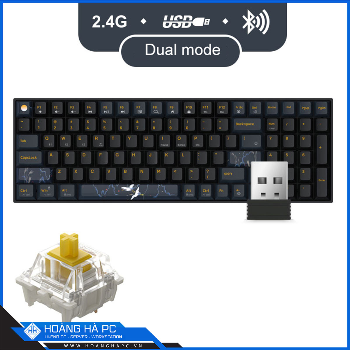 Bàn phím cơ không dây Dual Mode Newmen GM1000 (Tiên Hạc- Trăng & Mây), G-Pro Yellow Switch-7