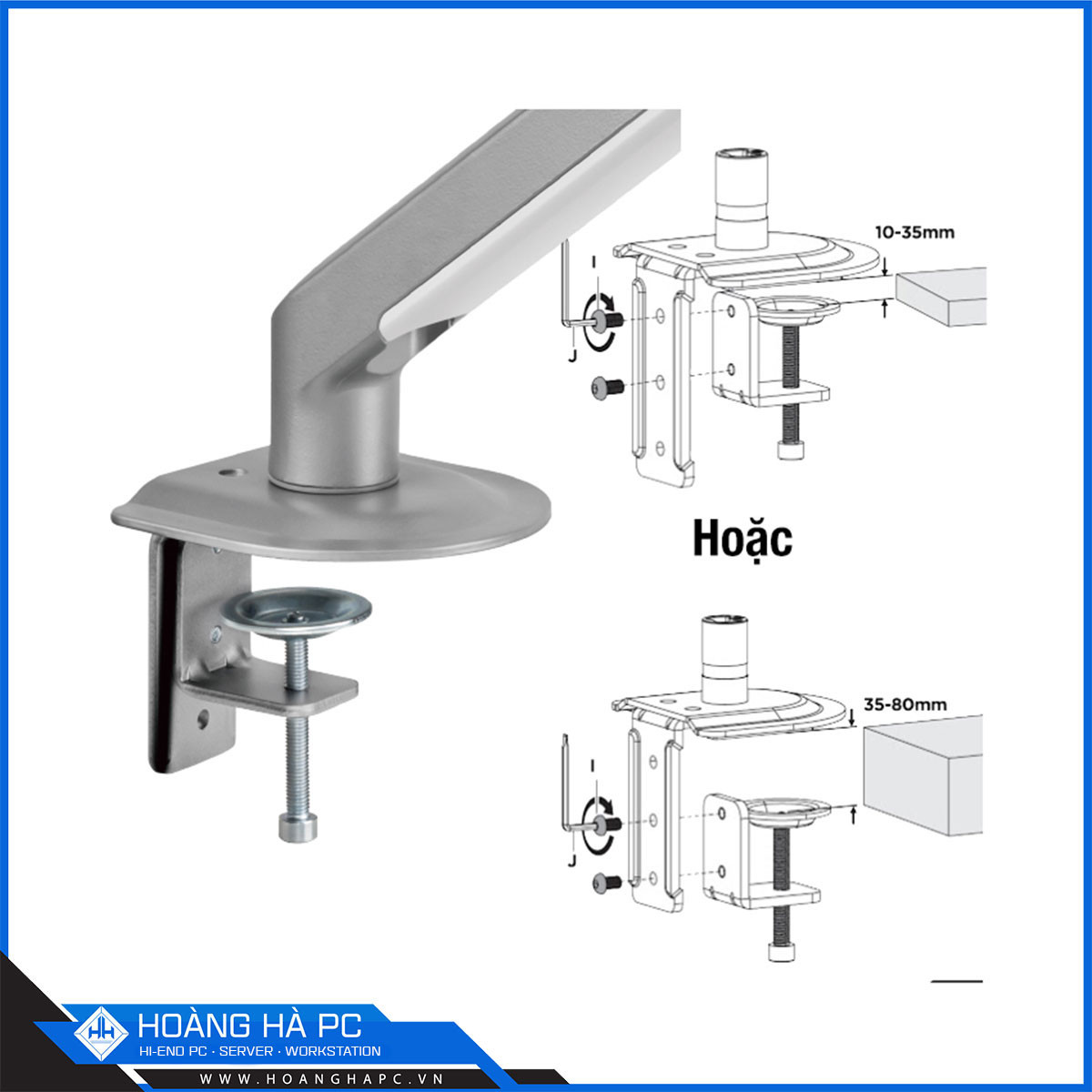 Giá treo màn hình Humanmotion T6 Pro White (1 màn hình/ 22 - 32inch/ Trắng/ Gắn bàn)-7