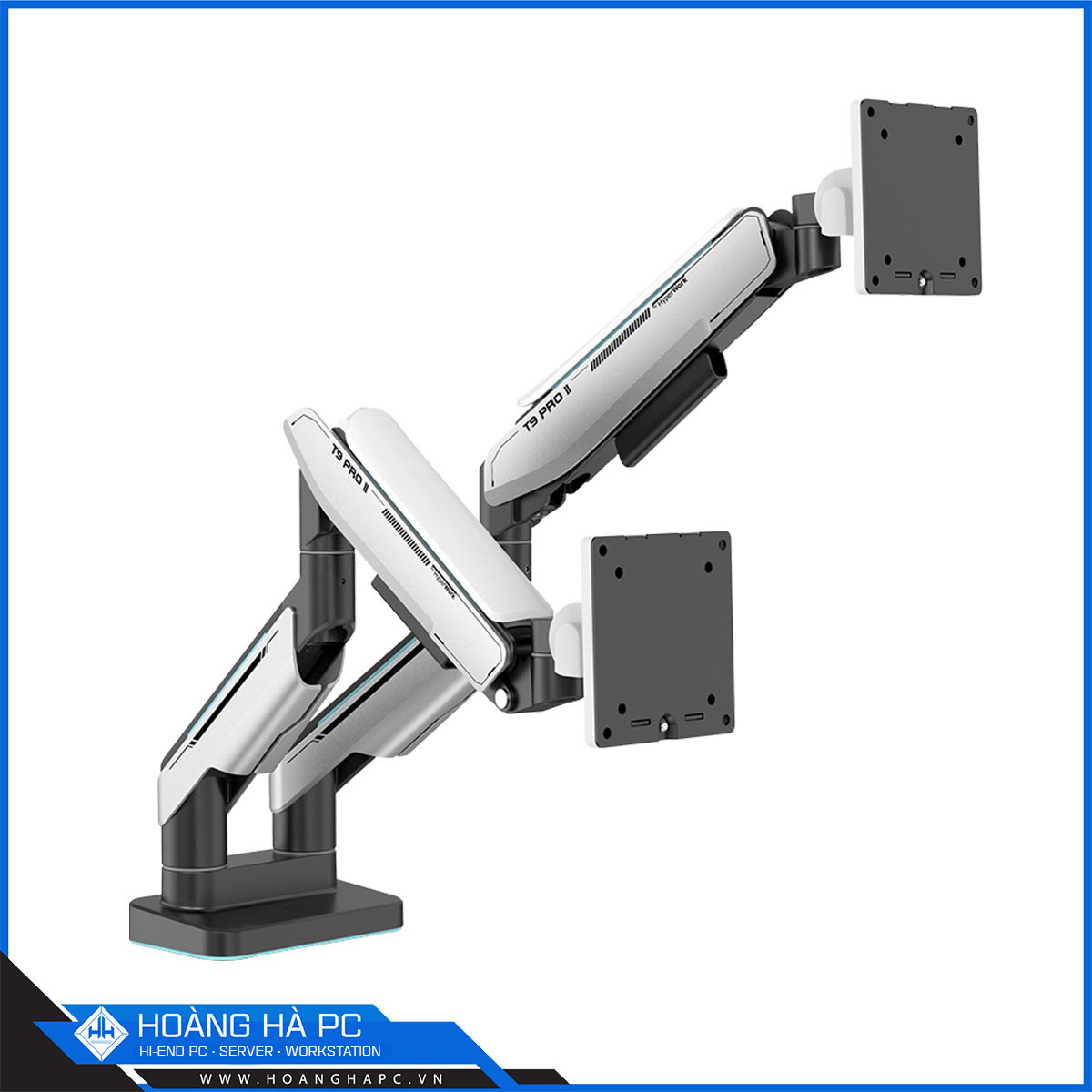 Giá treo màn hình Humanmotion T9 Pro 2 Dual White (2 màn hình/ 22 - 43inch/ Trắng/ Gắn bàn)