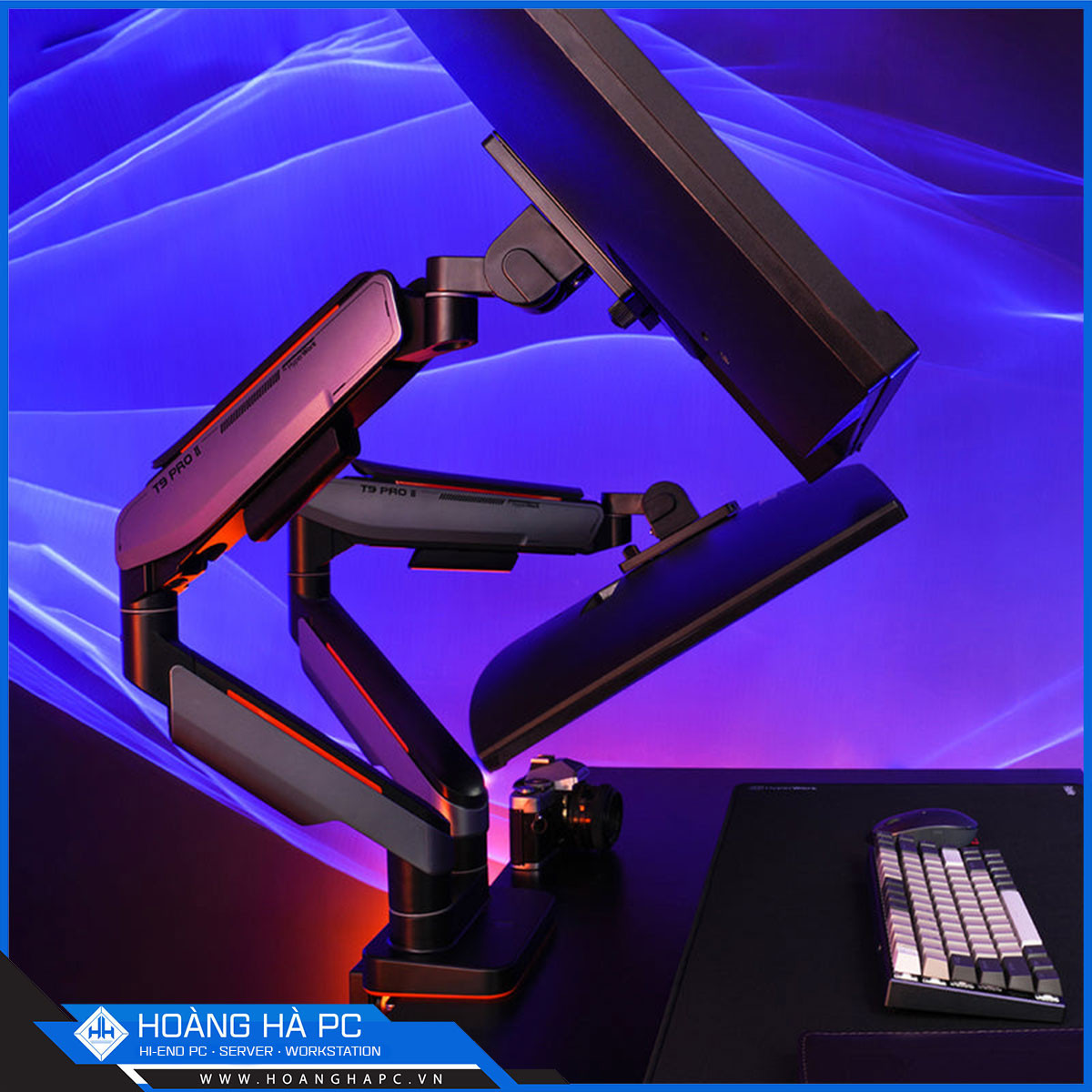 Giá treo màn hình Humanmotion T9 Pro 2 Dual (2 màn hình/ 22 - 43inch/ Xám đen/ Gắn bàn)-8