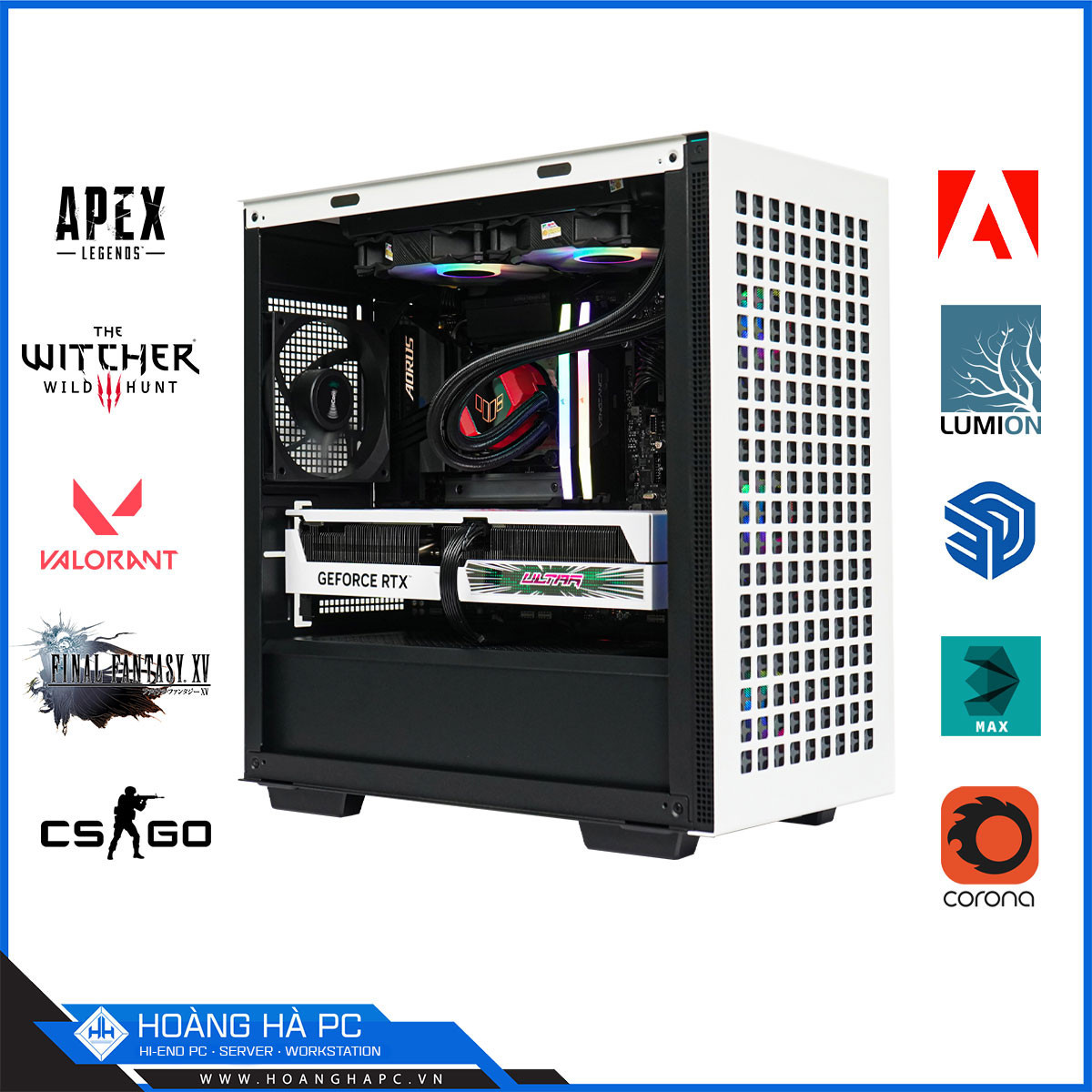 HHPC BLACK WHITE CORE i5 13600K | 32G DDR5 | NVIDIA RTX 4070 Ti SUPER 16G