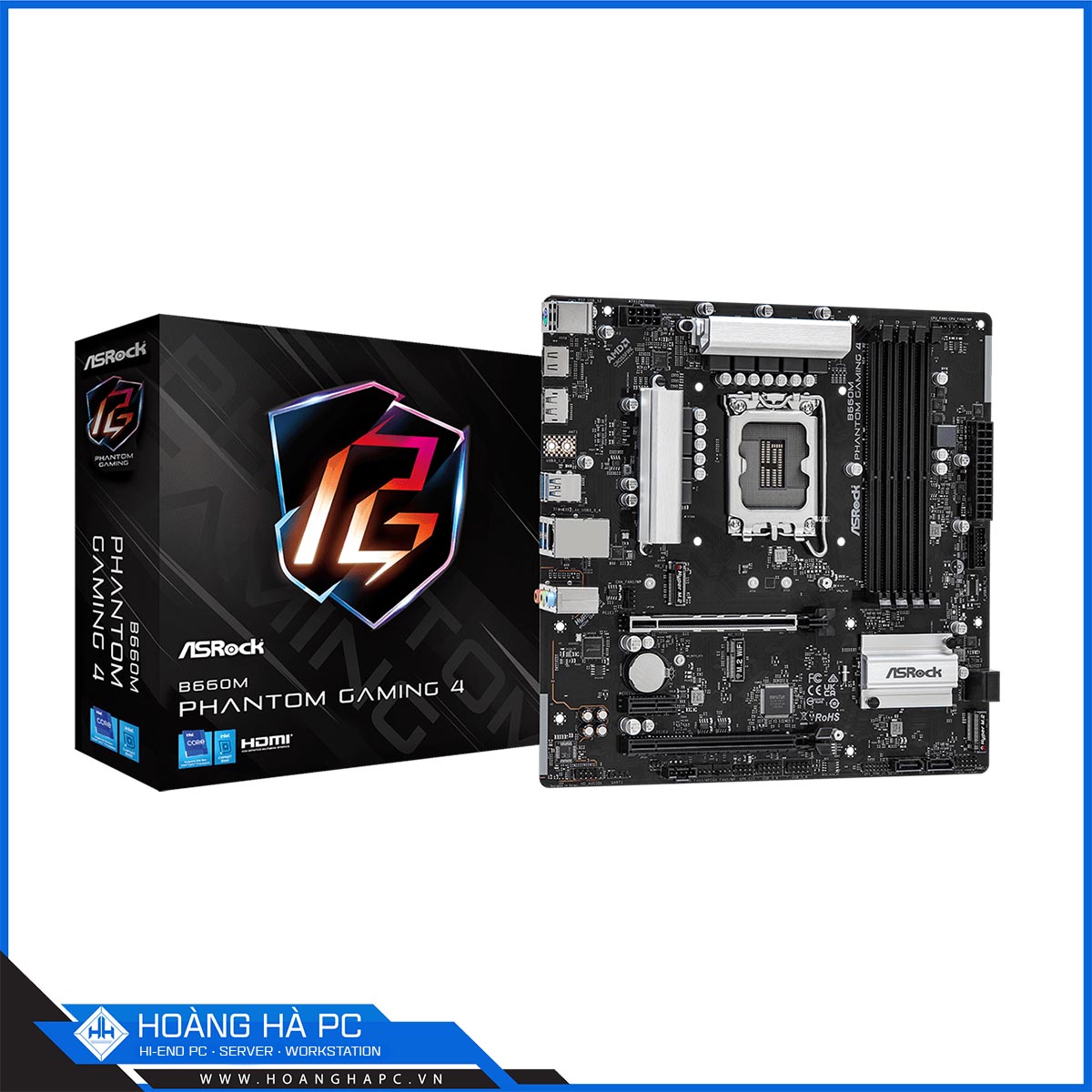 Mainboard Asrock B660M Phantom Gaming 4 (Intel B660, Socket 1700, M-ATX, 4 khe RAM DDR4)