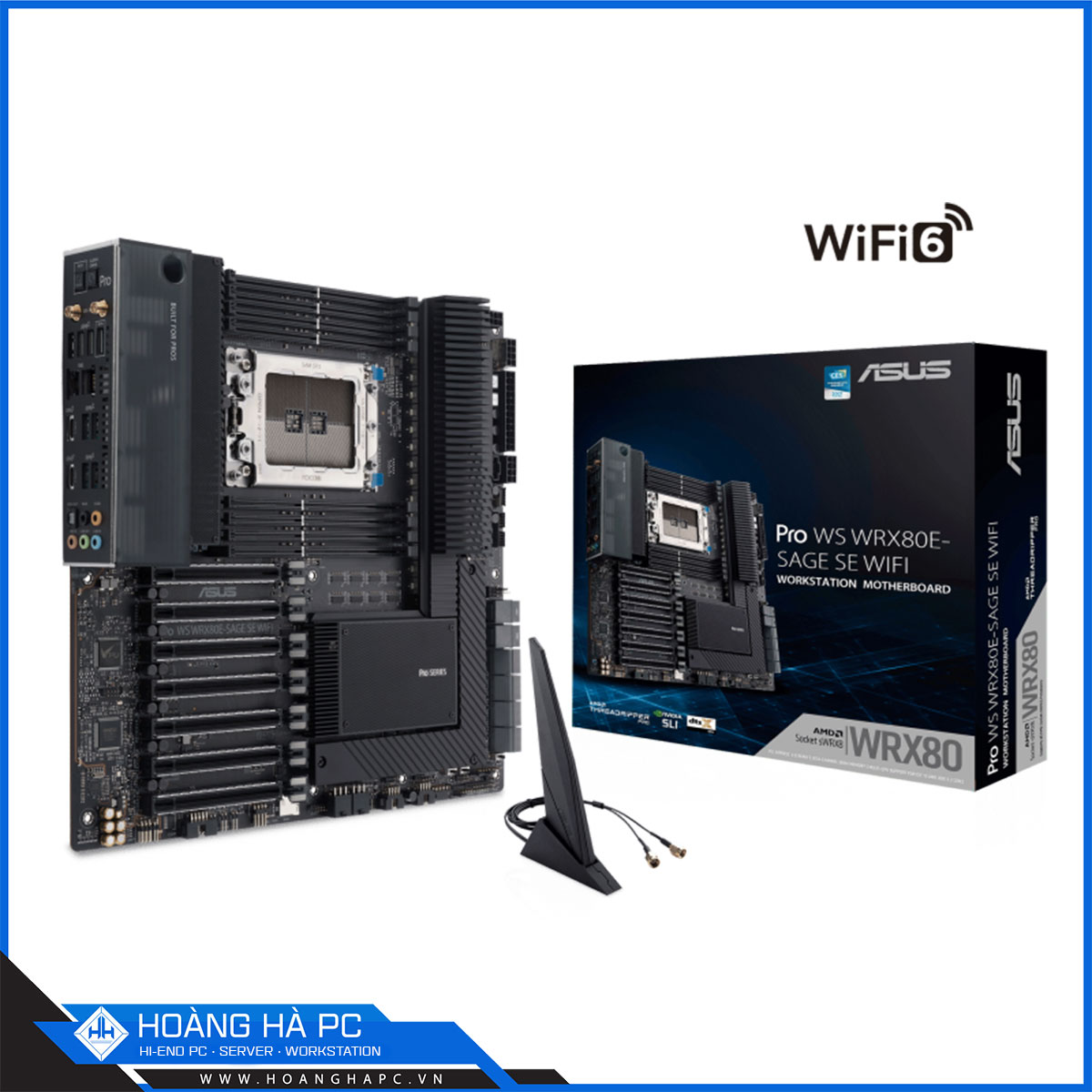 Mainboard ASUS Pro WS WRX80E-SAGE SE WIFI (AMD WRX80, sWRX8, EATX, 8 khe RAM DDR4)
