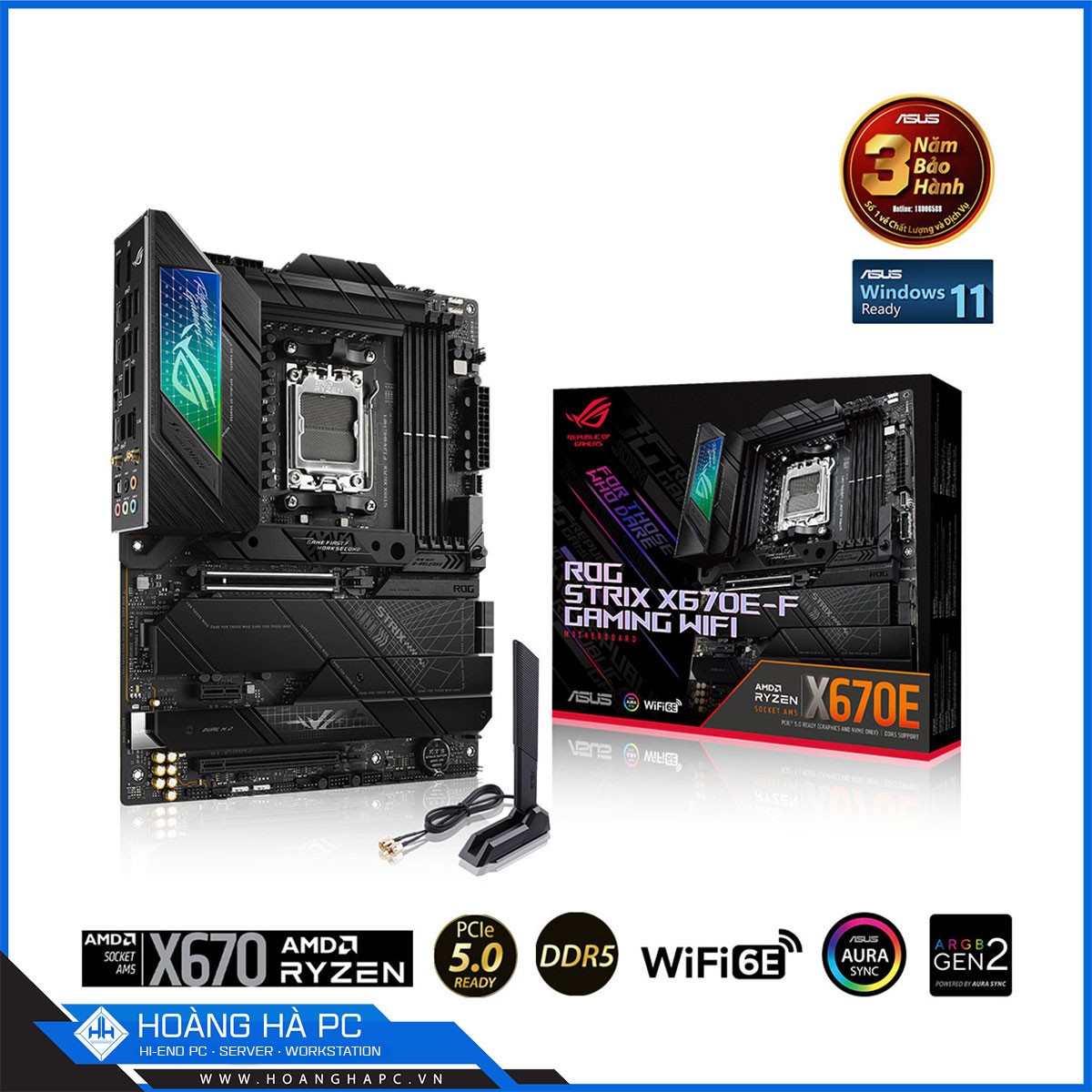 Mainboard ASUS ROG STRIX X670E-F GAMING WIFI (AMD X670, Socket AM5, ATX, 4 khe RAM DDR5)