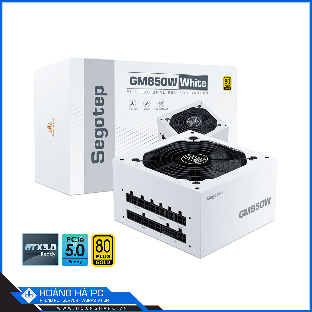 Nguồn Segotep GM850 850W (80 Plus Gold/ ATX 3.0/ PCIE 5.0/ Full Modular/ White)