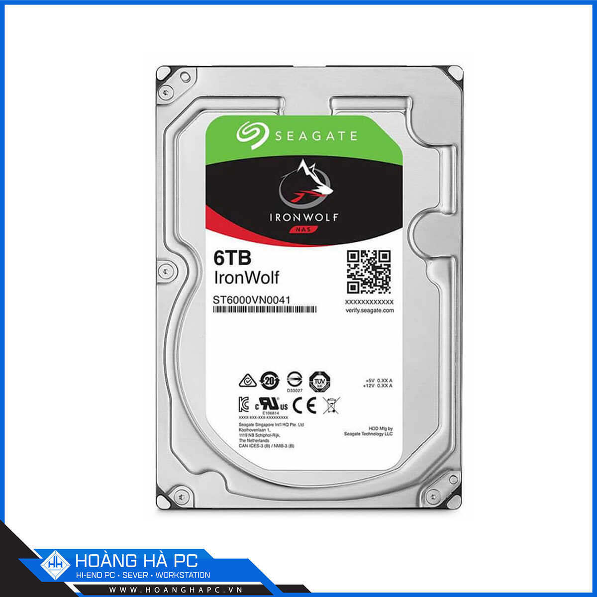 Ổ Cứng HDD Seagate IRONWOLF 6TB (3.5 inch, SATA3 6Gb/s, 256MB Cache, 5400rpm)