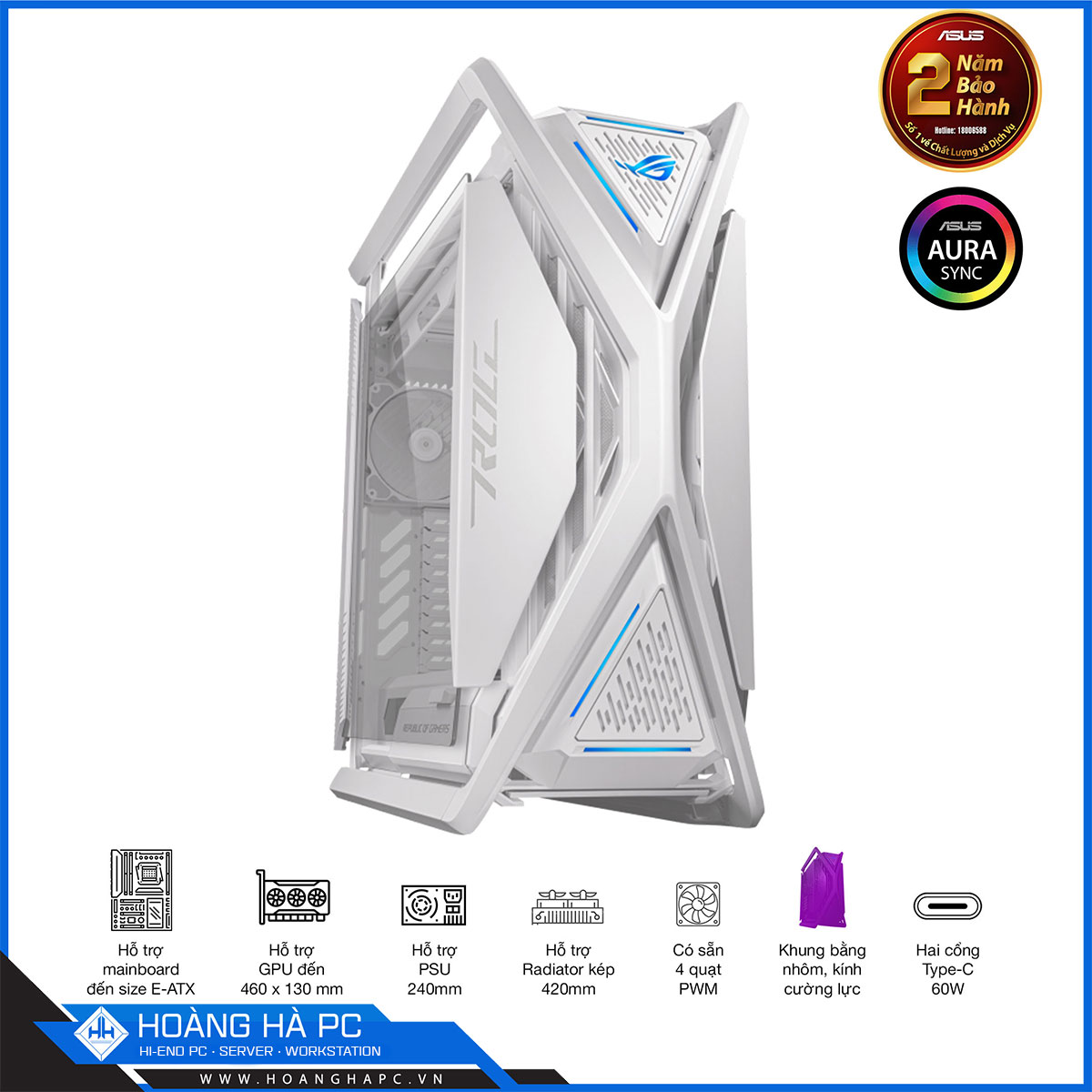 Vỏ Case Asus Rog Hyperion GR701 (Full Tower/Màu Trắng)