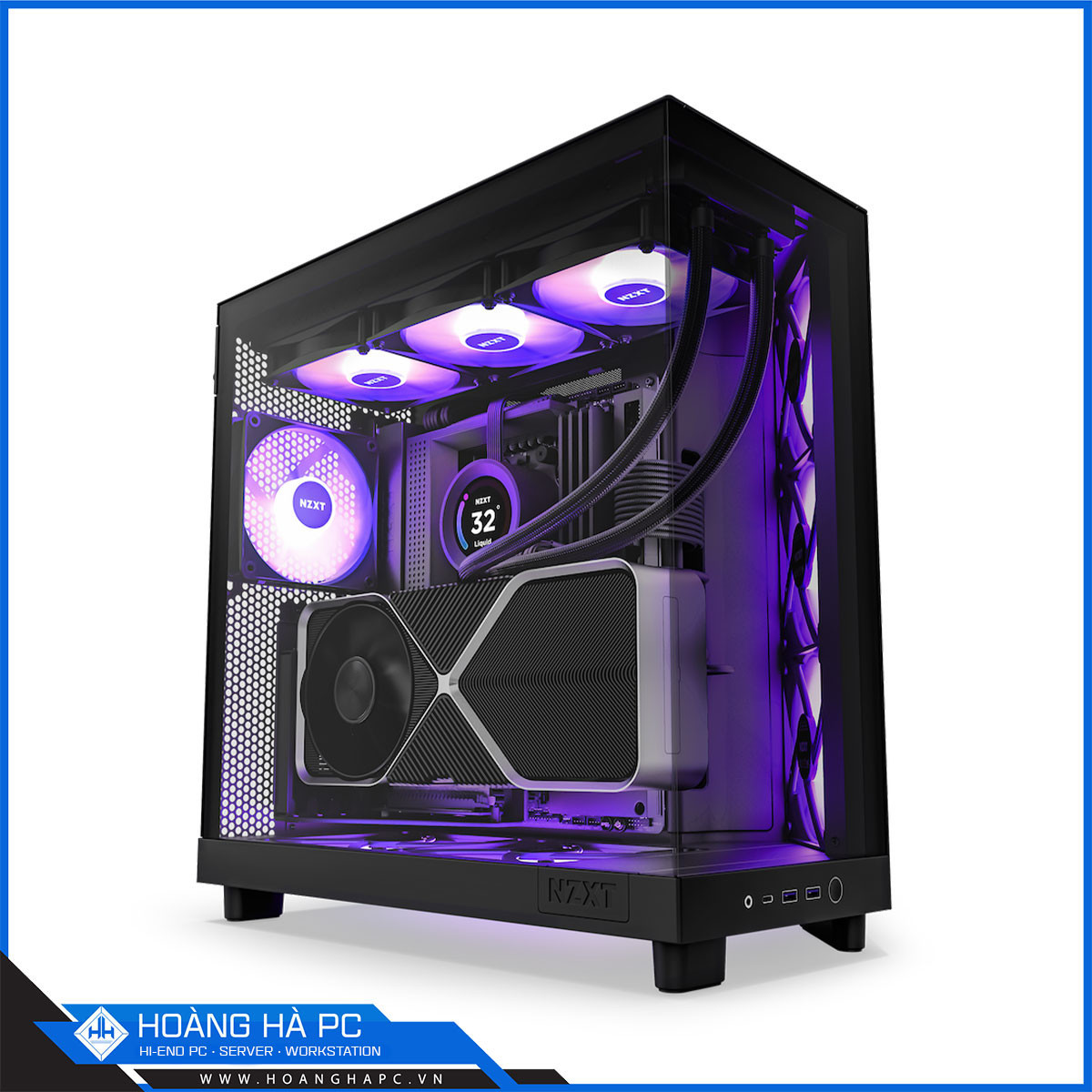 Vỏ máy tính NZXT H6 Flow RGB - Black (Mid Tower/Màu Đen/ 3 Fan)